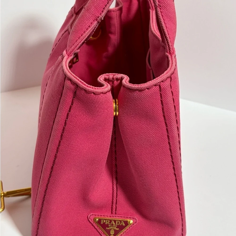 AUTHENTIC Prada Fuchsia Canvas Canapa Tote